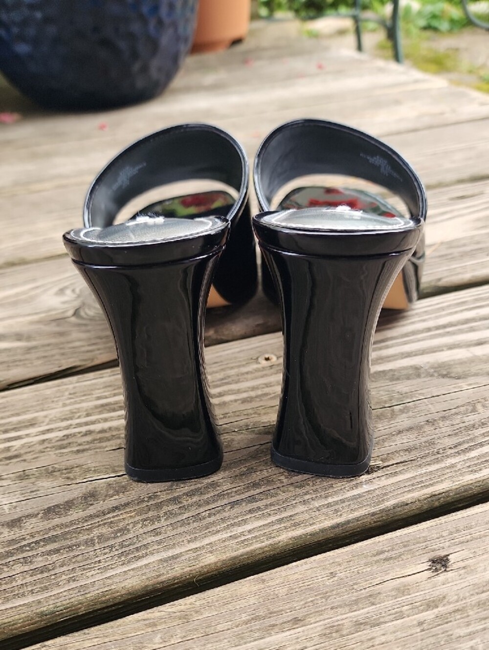 Nine West Beez Platform Black Patent Open-Toe Mule Heels 8.5 - Picture 5 of 13